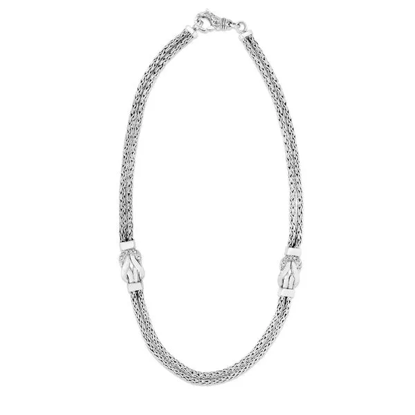 Sterling Silver Hercules Knot & White Sapphire Necklace Image 2 Quality Gem LLC Bethel, CT