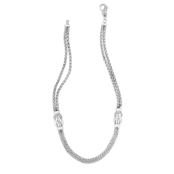 Sterling Silver Hercules Knot & White Sapphire Necklace Image 3 Quality Gem LLC Bethel, CT