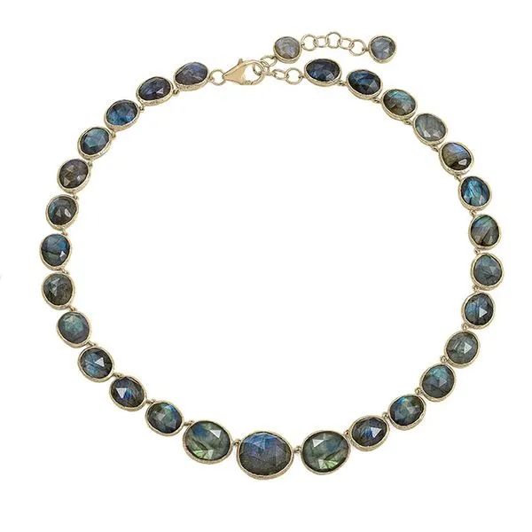 Sterling Silver 18K Vermeil Labradorite Shade Necklace Length 16-18 Inches Adjustable Quality Gem LLC Bethel, CT