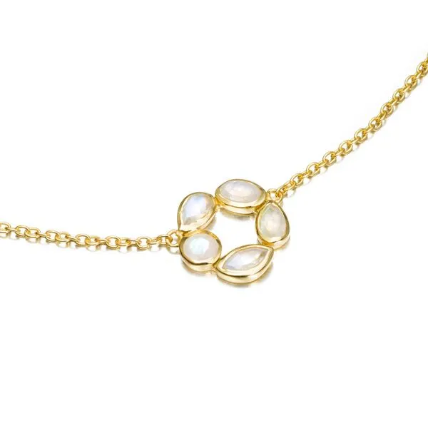 Sterling Silver 18K Vermeil Morning Rainbow Moonstone Necklace Length 16-18 Inches Adjustable Quality Gem LLC Bethel, CT