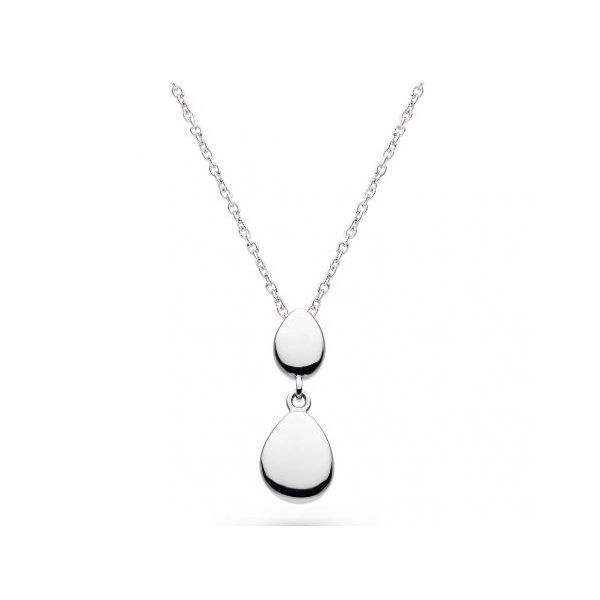 Sterling Silver Rhodium Plated Pebbles Twin Droplet Necklace Length 18 Inches Quality Gem LLC Bethel, CT