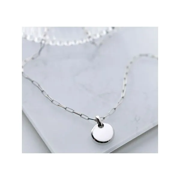 Sterling Silver Rhodium Plated Céleste Eclipse Minuit Disc Paperclip Necklace Length 17 Inches Image 3 Quality Gem LLC Bethel, CT