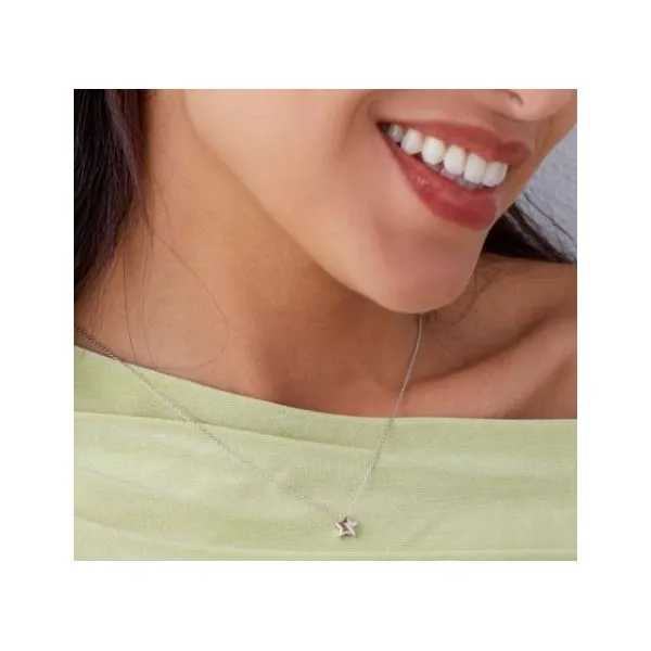 Sterling Silver Rhodium Plated Miniature Starlight Necklace Length 18 Inches Image 3 Quality Gem LLC Bethel, CT