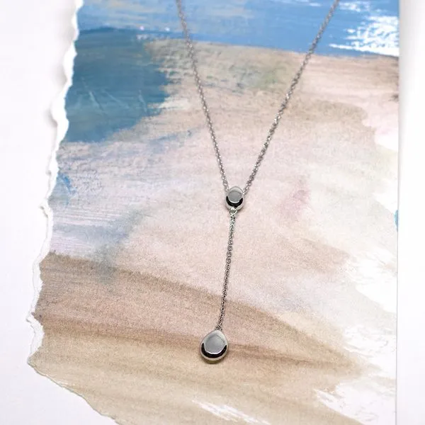 Sterling Silver Rhodium Plated Coast Pebble Linking Pebbles Chain Drop Lariat Necklace Length 18 Inches Image 3 Quality Gem LLC Bethel, CT