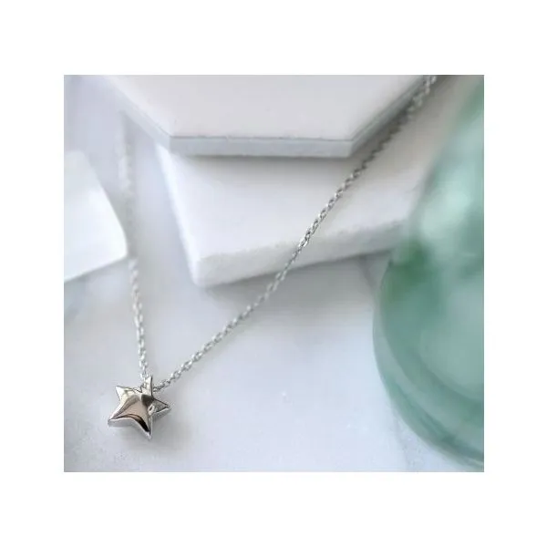 Sterling Silver Rhodium Plated Miniature Starlight Necklace Length 18 Inches Image 2 Quality Gem LLC Bethel, CT