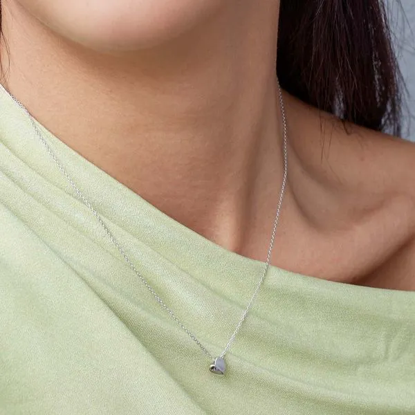 Sterling Silver Rhodium Plated Miniatures Sweet Heart Necklace Length 18 Inches Image 2 Quality Gem LLC Bethel, CT