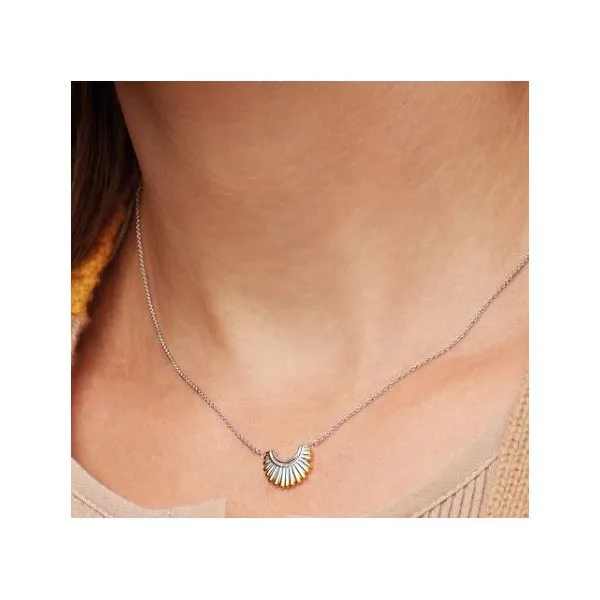 Sterling Silver 18K Gold Plate Radiance Golden Small Fan Necklace Length 17 Image 2 Quality Gem LLC Bethel, CT