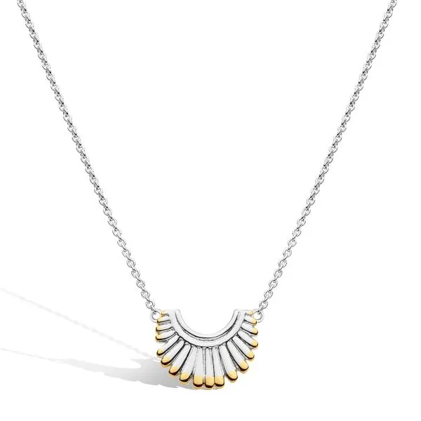 Sterling Silver 18K Gold Plate Radiance Golden Small Fan Necklace Length 17 Quality Gem LLC Bethel, CT