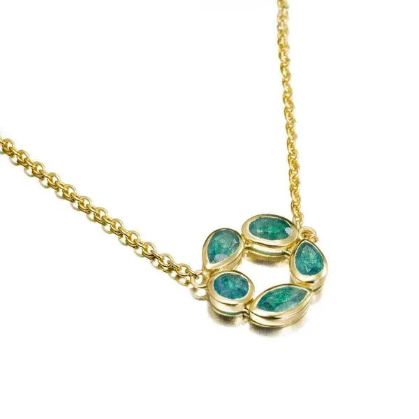 Sterling Silver 18K Vermeil Morning Circle With Apatite Necklace Length 18 Inches Quality Gem LLC Bethel, CT