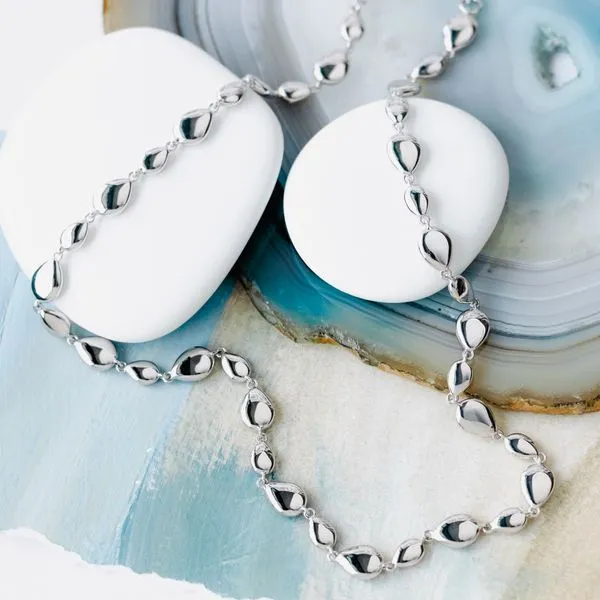 Sterling Silver Coast Pebble Linking Pebbles Necklace Length 18 Inches Image 3 Quality Gem LLC Bethel, CT