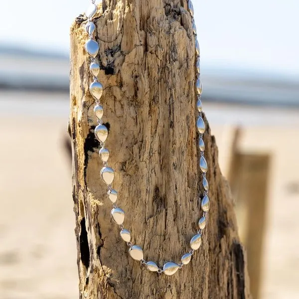 Sterling Silver Coast Pebble Linking Pebbles Necklace Length 18 Inches Image 4 Quality Gem LLC Bethel, CT