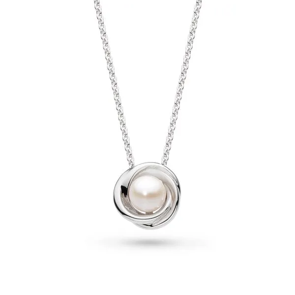 Sterling Silver Rhodium Plated Bevel Trilogy Pearl Necklace Length 18 Inches Quality Gem LLC Bethel, CT