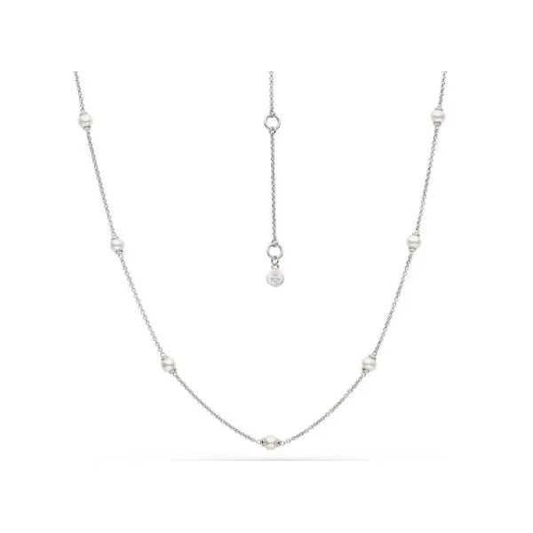 Sterling Silver Rhodium Plated Astoria Pearl Station Necklace Length 18 Inches Quality Gem LLC Bethel, CT