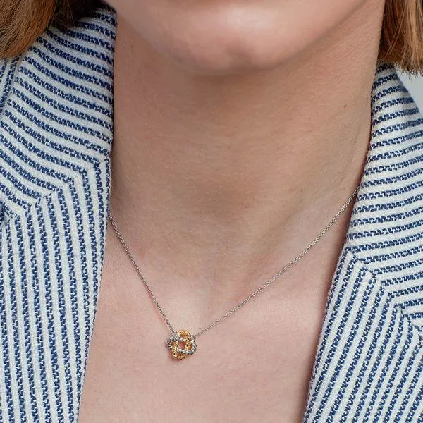 Sterling Silver/18K Yellow Gold Plate Rhodium Plated Marina Rope Knot Golden Necklace Length 18 Inches Image 2 Quality Gem LLC Bethel, CT