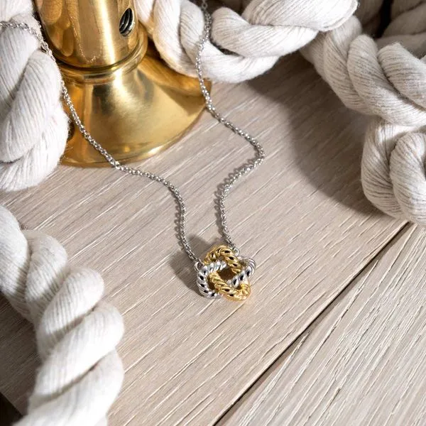 Sterling Silver/18K Yellow Gold Plate Rhodium Plated Marina Rope Knot Golden Necklace Length 18 Inches Image 4 Quality Gem LLC Bethel, CT