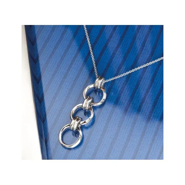 Sterling Silver Rhodium Plated Bevel Unity Trio Necklace Length 18 Inches Image 4 Quality Gem LLC Bethel, CT