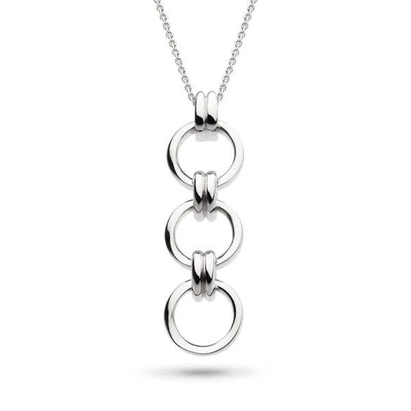Sterling Silver Rhodium Plated Bevel Unity Trio Necklace Length 18 Inches Quality Gem LLC Bethel, CT