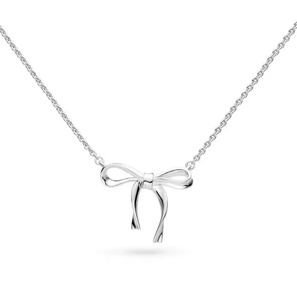 Sterling Silver Rhodium Plated Serenity Ribbon Bow Necklace Length 18 Inches Quality Gem LLC Bethel, CT