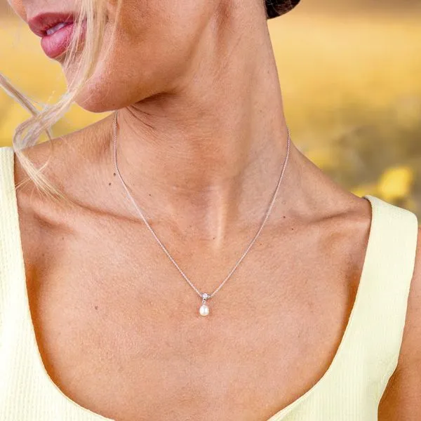 Sterling Silver Rhodium Plated Blossom Flyte Honey Flower Pearl Necklace Length 18 Inches Image 2 Quality Gem LLC Bethel, CT