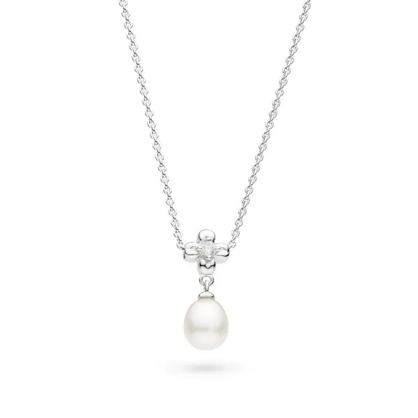 Sterling Silver Rhodium Plated Blossom Flyte Honey Flower Pearl Necklace Length 18 Inches Quality Gem LLC Bethel, CT