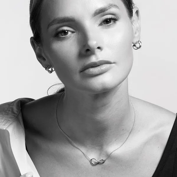 Sterling Silver Rhodium Plated Infinity Necklace Length 18 Inches Image 2 Quality Gem LLC Bethel, CT
