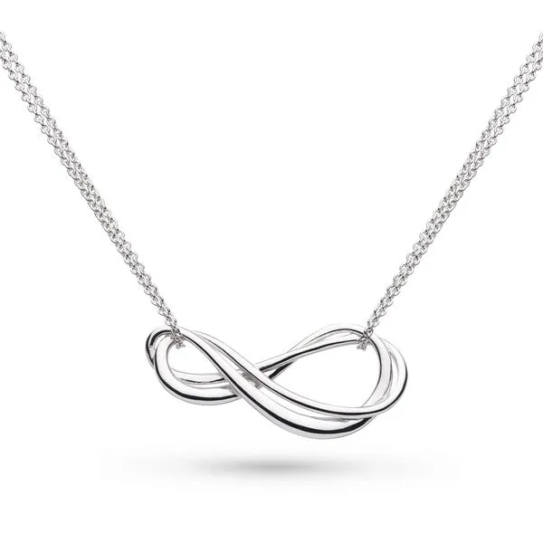 Sterling Silver Rhodium Plated Infinity Twin Chain Necklace Length 18 Inches Quality Gem LLC Bethel, CT