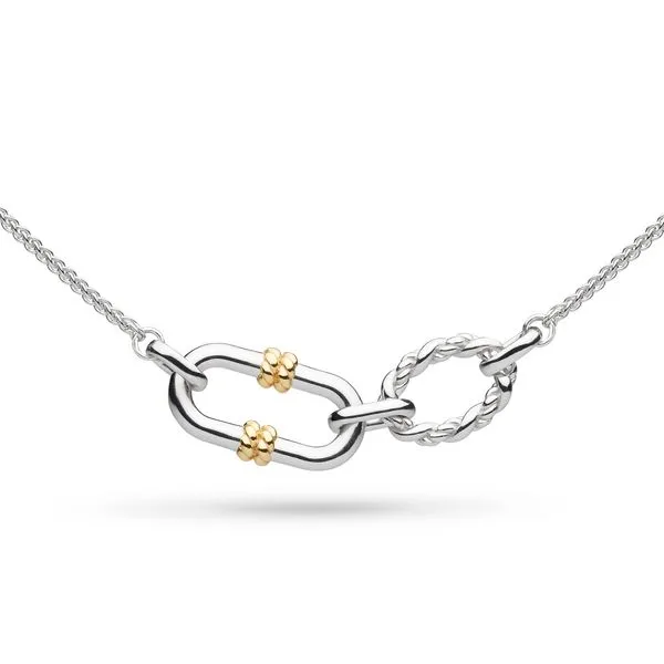 Sterling Silver & 18K Yellow Gold Plate Rhodium Plated Marina Rope Link Duo Golden Necklace Length 18 Inches Quality Gem LLC Bethel, CT