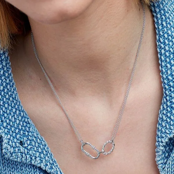 Sterling Silver Rhodium Plated Marina Rope Link Duo Grande Twin Chain Necklace Length 18 Inches Image 2 Quality Gem LLC Bethel, CT