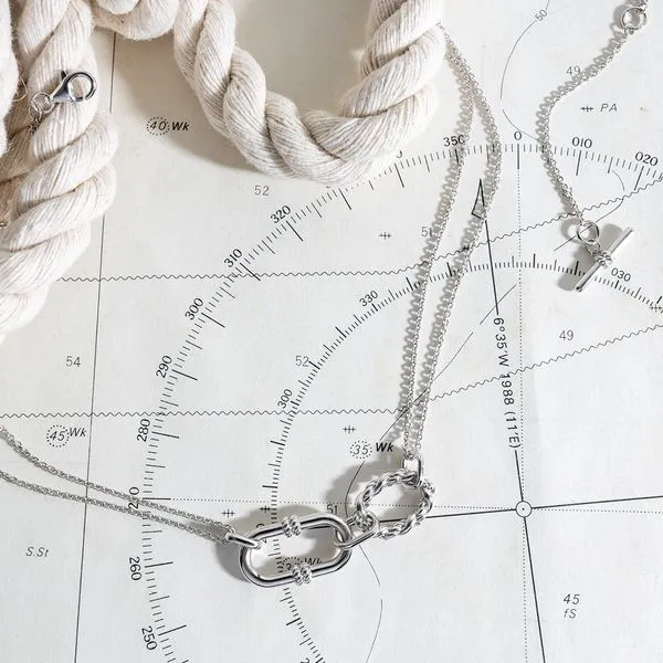 Sterling Silver Rhodium Plated Marina Rope Link Duo Grande Twin Chain Necklace Length 18 Inches Image 4 Quality Gem LLC Bethel, CT