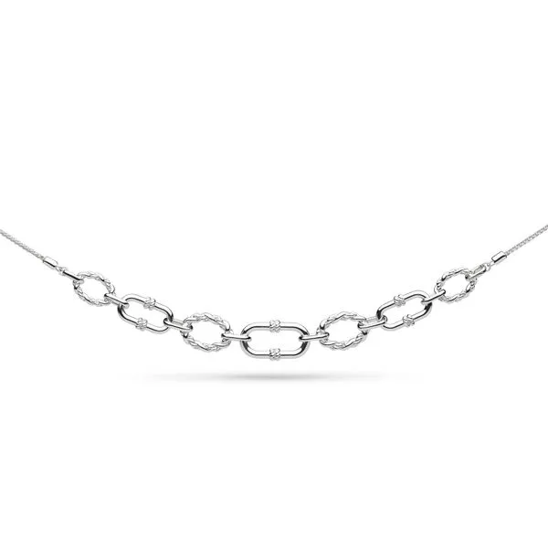 Sterling Silver Rhodium Plated Marina Rope Link Duo Graduated Chain Necklace Length 18 Inches Quality Gem LLC Bethel, CT