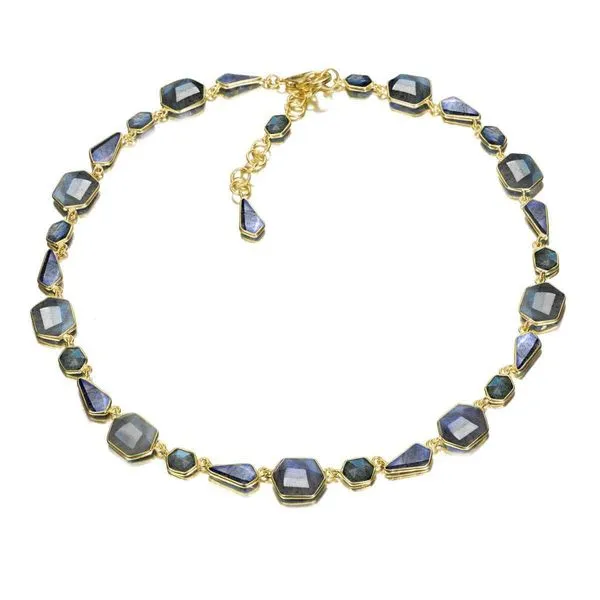 Sterling Silver 18K Vermeil Labradorite GEO Necklace Length 18 Inches Quality Gem LLC Bethel, CT