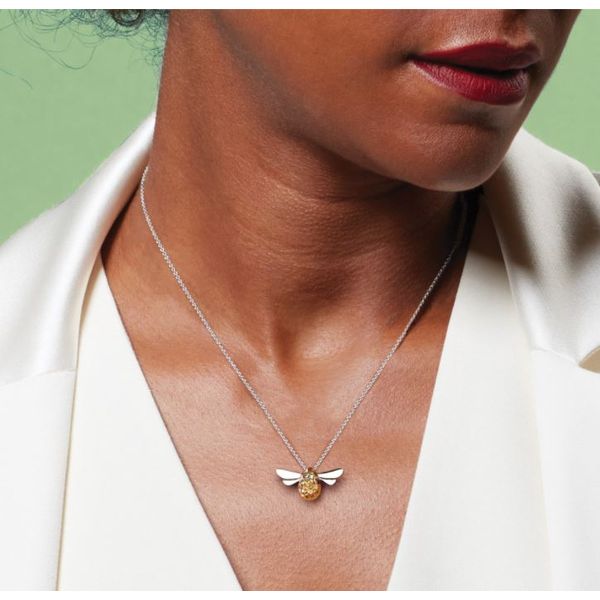 Sterling Silver & 18K Yellow Gold Blossom Honey Bee Pendant Image 2 Quality Gem LLC Bethel, CT