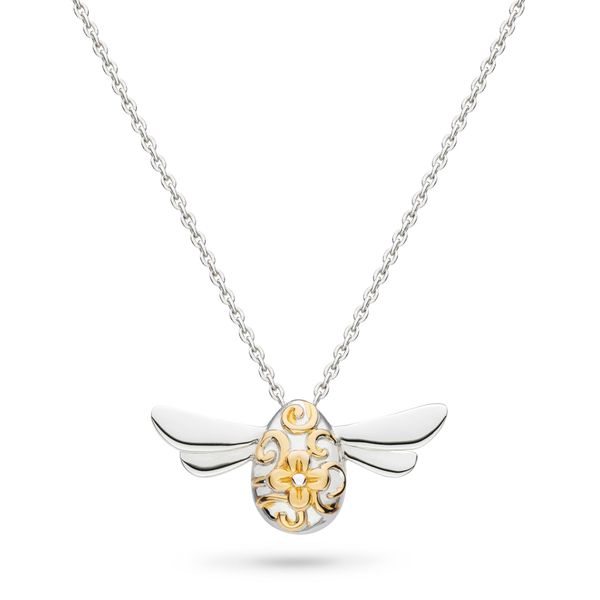 Sterling Silver & 18K Yellow Gold Blossom Honey Bee Pendant Quality Gem LLC Bethel, CT