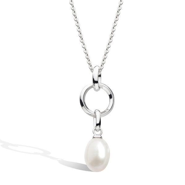 Sterling Silver Rhodium Plated Revival Classic Pearl Link Drop Necklace Length 22 Inches Quality Gem LLC Bethel, CT