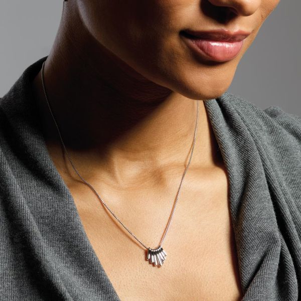 Sterling Silver Rhodium Plated Array Dangle Necklace Length 18 Inches Image 4 Quality Gem LLC Bethel, CT