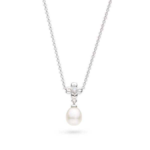 Sterling Silver Rhodium Plated Blossom Flyte Honey Flower Pearl Necklace Length 18 Inches Quality Gem LLC Bethel, CT