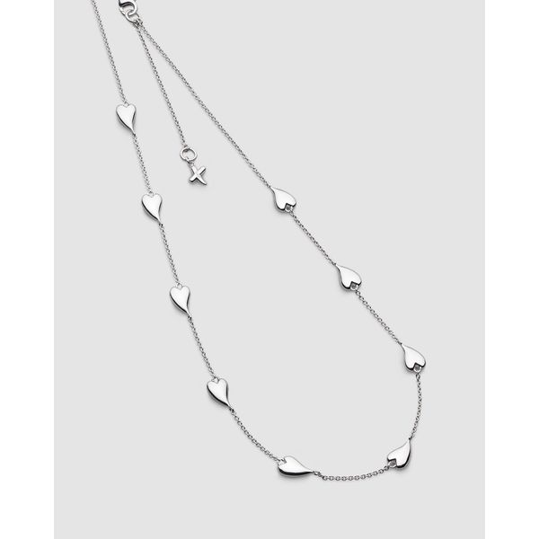 Sterling Silver Rhodium Plated Desire Kiss Heart Station Necklace Length 18 Inches Quality Gem LLC Bethel, CT