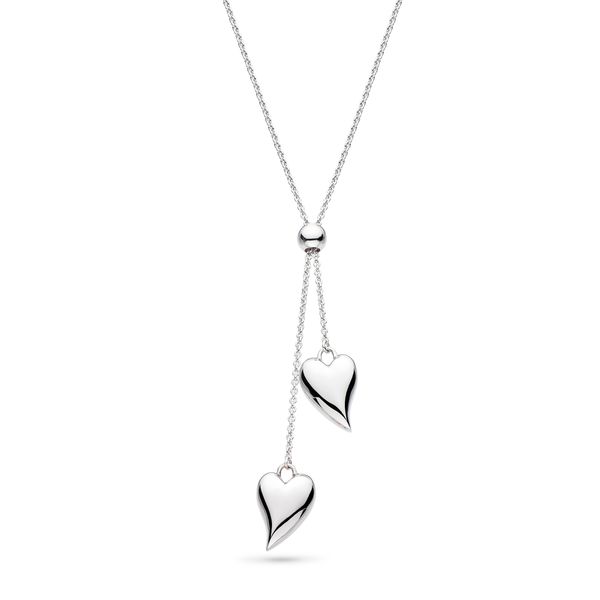 Sterling Silver Rhodium Plated Desire Cherish Heart Lariat Necklace Length 22 Inches Quality Gem LLC Bethel, CT