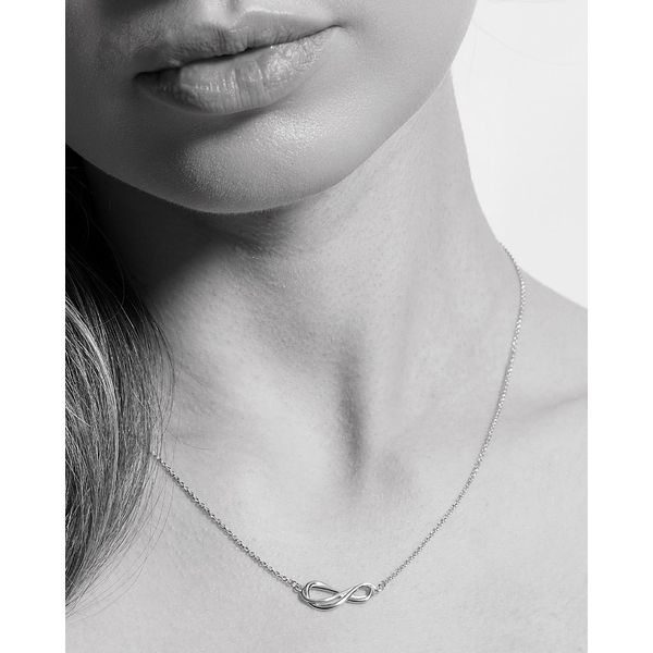 Sterling Silver Rhodium Plated Infinity Mini Necklace Length 17 Inches Image 2 Quality Gem LLC Bethel, CT