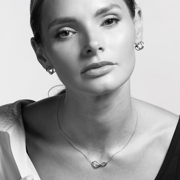 Sterling Silver Rhodium Plated Infinity Necklace Length 18 Inches Image 2 Quality Gem LLC Bethel, CT
