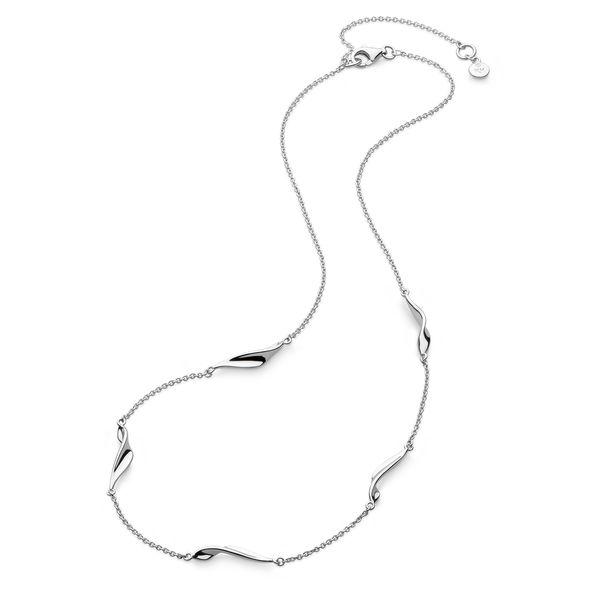 Sterling Silver Rhodium Plated Serenity Curve Station Necklace Length 18 Inches Quality Gem LLC Bethel, CT