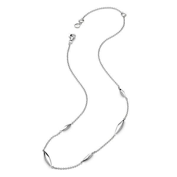 Sterling Silver Rhodium Plated Glint Station Necklace Length 18 Inches Quality Gem LLC Bethel, CT
