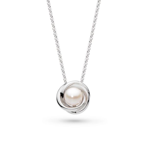 Sterling Silver Rhodium Plated Bevel Trilogy Pearl Necklace Length 18 Inches Quality Gem LLC Bethel, CT