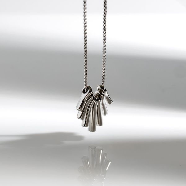 Sterling Silver Rhodium Plated Array Dangle Necklace Length 18 Inches Image 3 Quality Gem LLC Bethel, CT