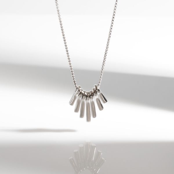 Sterling Silver Rhodium Plated Array Dangle Necklace Length 18 Inches Image 5 Quality Gem LLC Bethel, CT