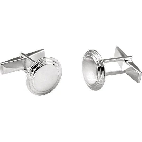 Sterling Silver Round Engravable Cufflinks Quality Gem LLC Bethel, CT