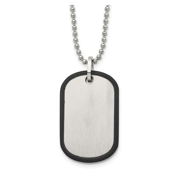 Stainless Steel Brushed Black IP-Plated Edge Dog Tag 22