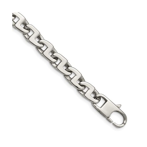 Stainless Steel Polished Fancy Square Link 8.5in Bracelet Quality Gem LLC Bethel, CT