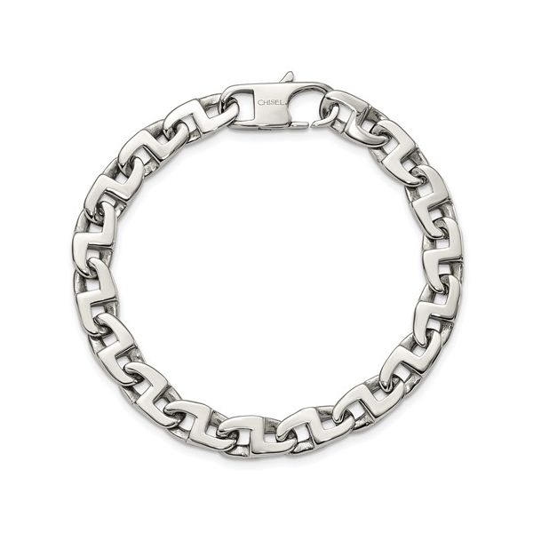 Stainless Steel Polished Fancy Square Link 8.5in Bracelet Image 3 Quality Gem LLC Bethel, CT