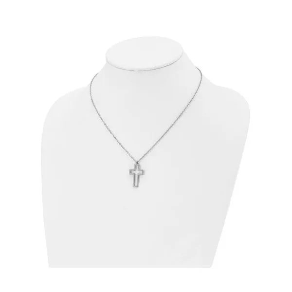 Stainless Steel Cutout Cross Pendant Image 3 Quality Gem LLC Bethel, CT